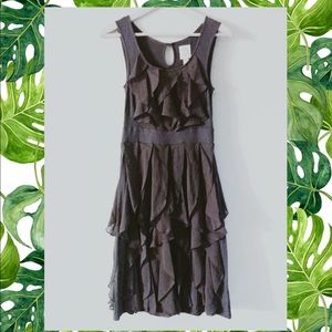 Anthropology Rio Ras 💗 Grey ruffle silk dress